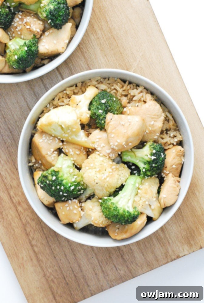 Soy Honey Chicken with Broccoli served over rice.