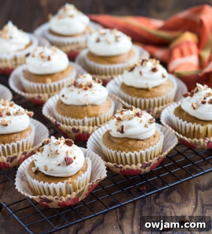 Easy Pumpkin Spice Cupcakes with creamy frosting.