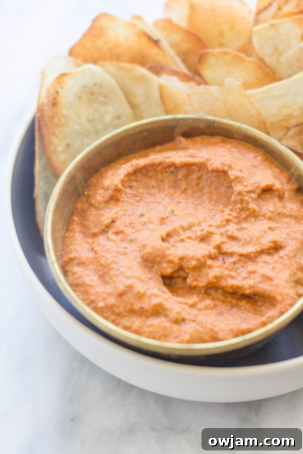 taro-root-chips-with-roasted-red-pepper-walnut-dip