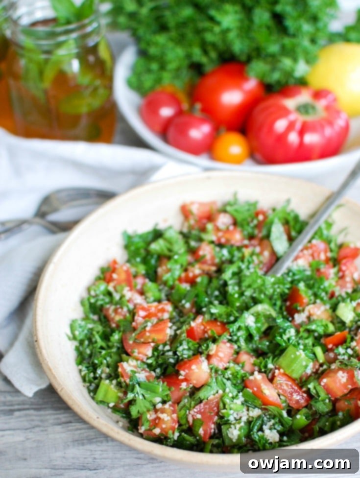 Tabouli Salad with white napkin