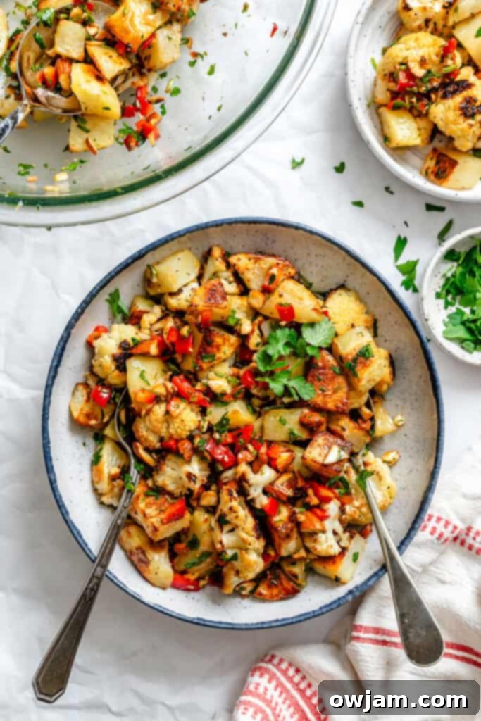 Cauliflower Potato Fusion Salad 2 Cauliflower Potato Salad in bowl with spoon