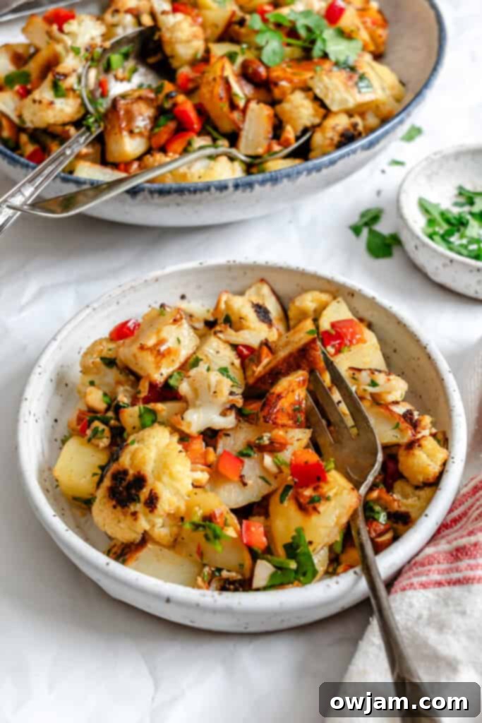 Cauliflower Potato Fusion Salad 5 Cauliflower Potato Salad in a small bowl