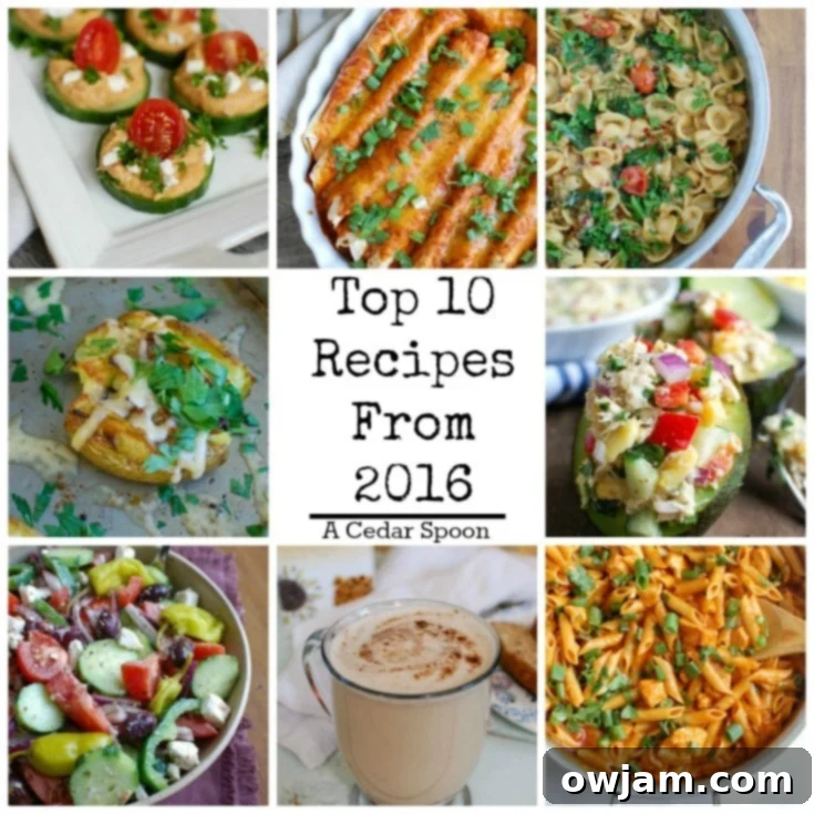Collage of A Cedar Spoon's Top 10 Most Popular Recipes of 2016