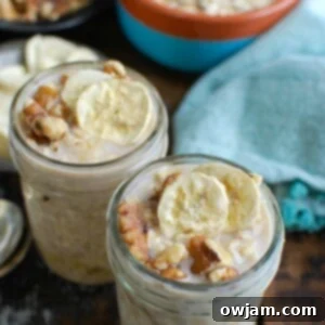 Wake Up to Banana Bread Oatmeal 7 Put your Overnight Banana Bread Oatmeal in the fridge overnight and wake up to a delicious, healthy breakfast. Oats are soaked in milk and mixed with mashed bananas, honey and vanilla and topped with cinnamon, walnuts and freeze dried bananas.