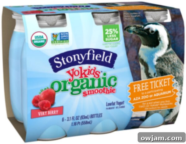 Stonyfield YoKids Organic Yogurt multi-pack featuring an AZA SAFE animal