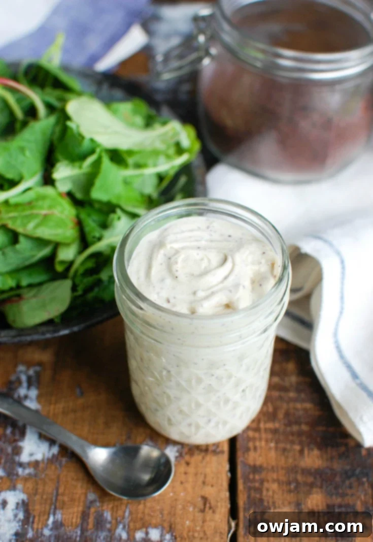Velvety Tahini Yogurt Dressing 4 Tahini Yogurt Dressing in a jar with napkin
