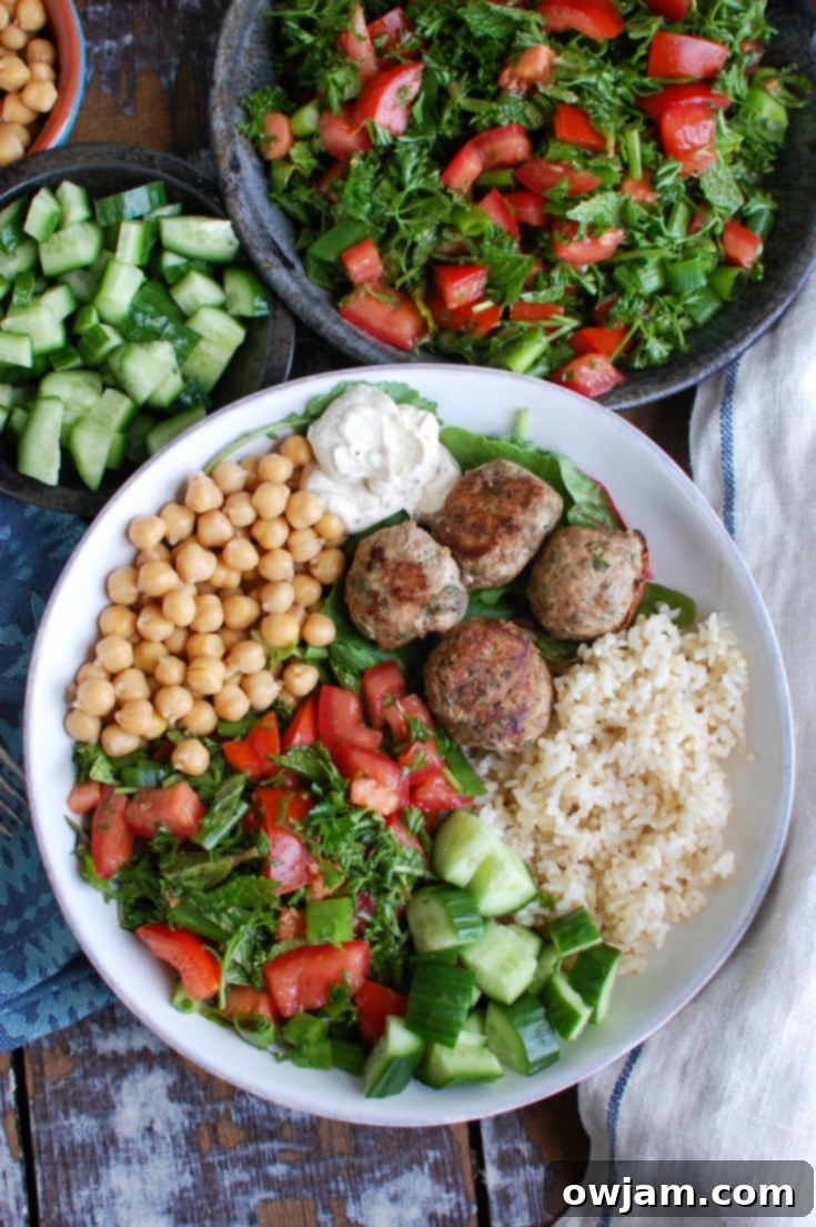Mediterranean Baked Turkey Meatballs served with a side of creamy yogurt or tzatziki sauce.