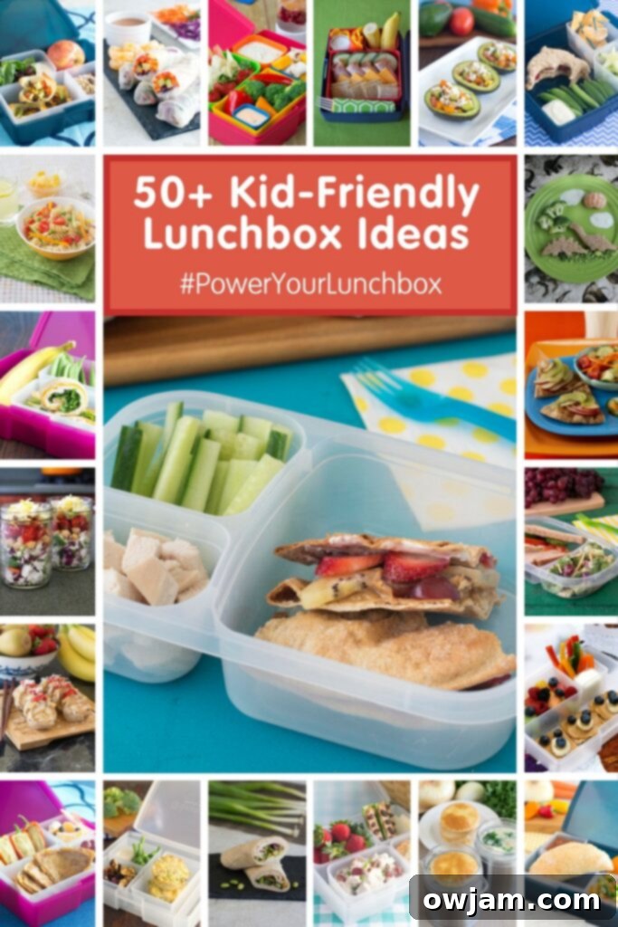 Sweet Banana Sushi Rolls 4 Graphic with text '50 Healthy Lunch Ideas'