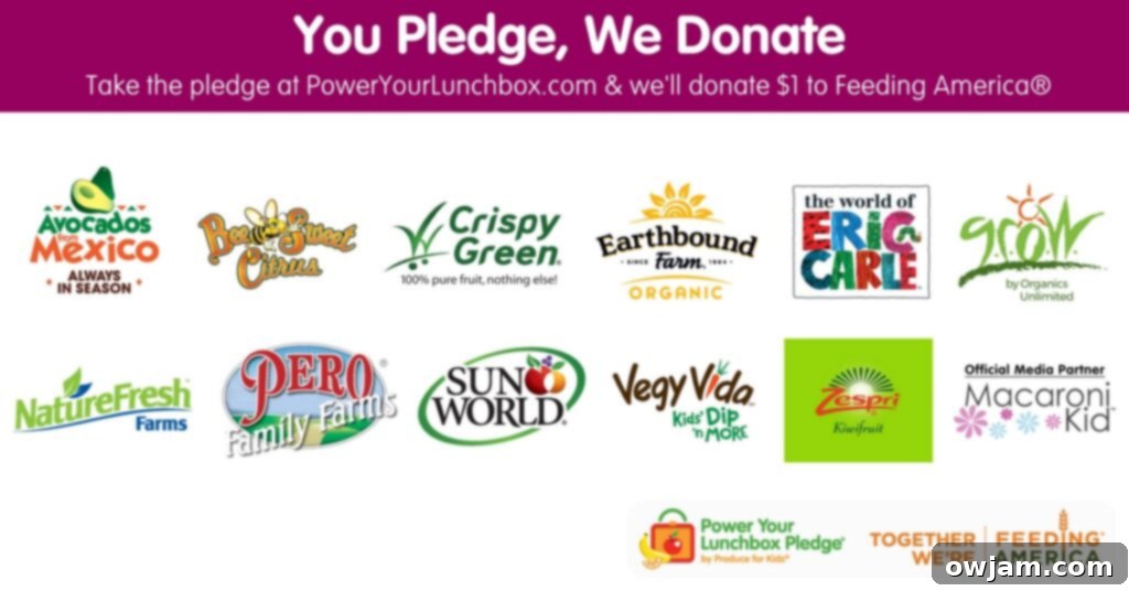 Sweet Banana Sushi Rolls 5 Landscape image showing various sponsor logos for the Power Your Lunchbox Pledge.