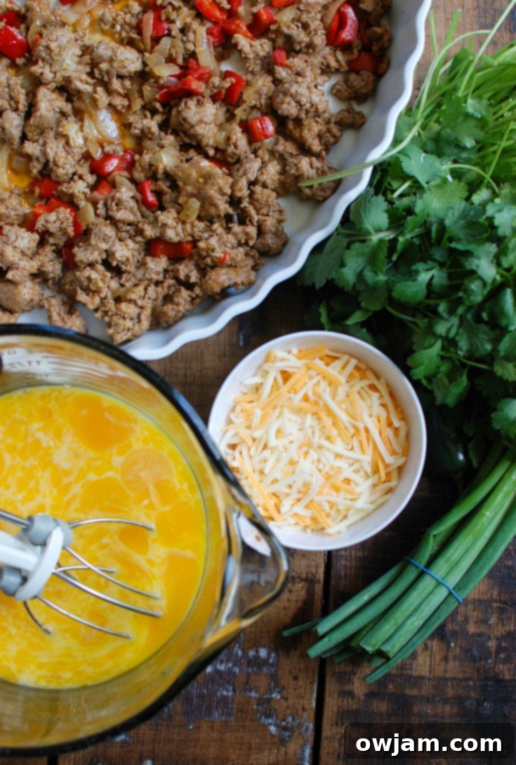 Southwest Sunrise Bake 5 Southwestern Baked Breakfast Casserole eggs whisked