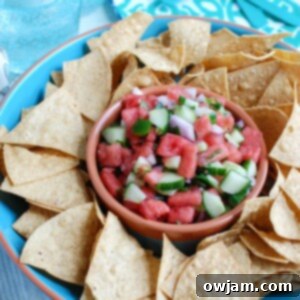 Refreshing Cucumber Salsa 5 Vibrant Watermelon Cucumber Salsa with fresh ingredients, perfect for a refreshing summer snack or topping for grilled dishes.