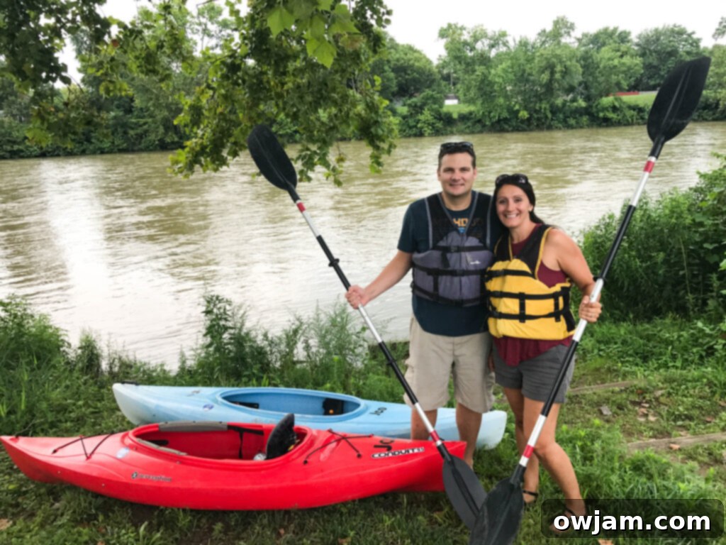 Kayaking on a calm river