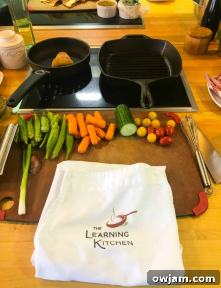 The Learning Kitchen cooking class setup