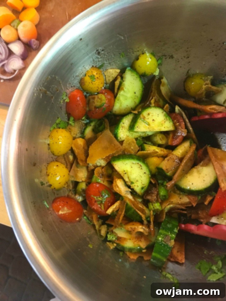 Freshly made Fattoush salad
