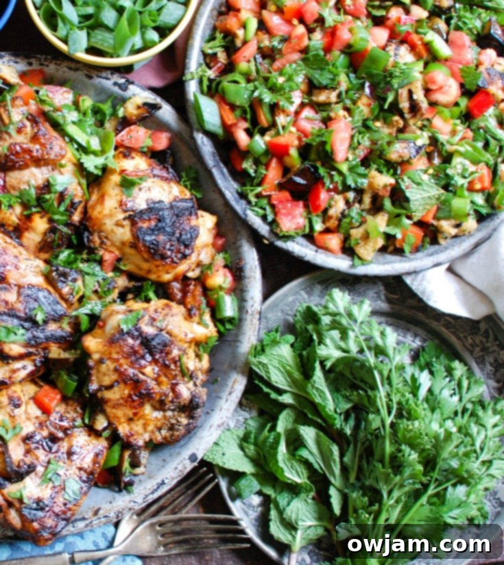 Mediterranean Eggplant Salad with chicken.