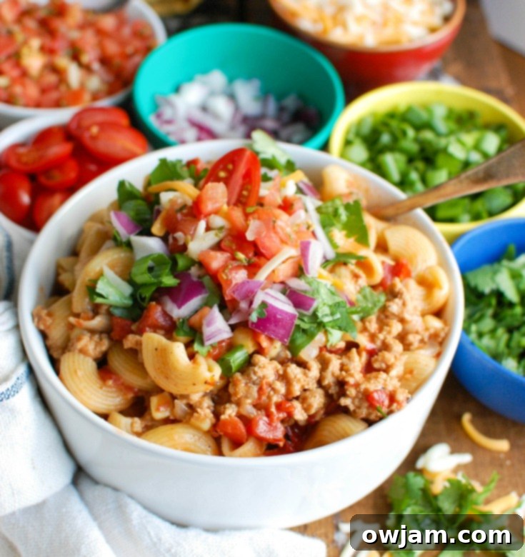 Easy Weeknight Instant Pot Turkey Taco Pasta 2 Instant Pot Turkey Taco Pasta is a zesty meal that the whole family will love. This meal cooked in no time when using your Instant Pot or pressure cooker. The ground turkey, taco seasoning, fired roasted tomatoes paired with pasta make this a fun alternative to taco night.