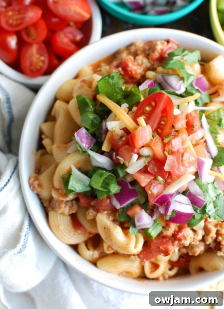 Easy Weeknight Instant Pot Turkey Taco Pasta 4 Instant Pot Turkey Taco Pasta in bowl
