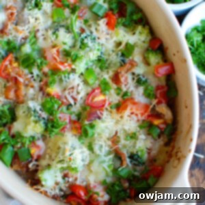 Cheesy Chicken and Broccoli Bake 12 Baked Broccoli Cheese Chicken is comforting and a nice weeknight meal. It mixes chicken breasts with broccoli, bacon, cheese, diced tomatoes and panko breadcrumbs for a little crunch. This is the kind of meal the whole family will love!