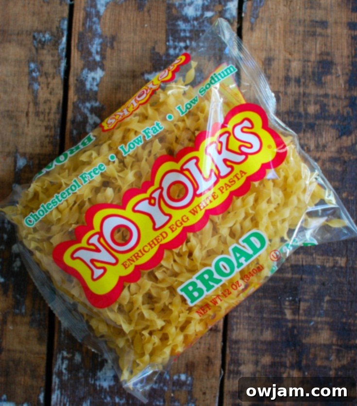 Assortment of No Yolks Noodle varieties ready for cooking.
