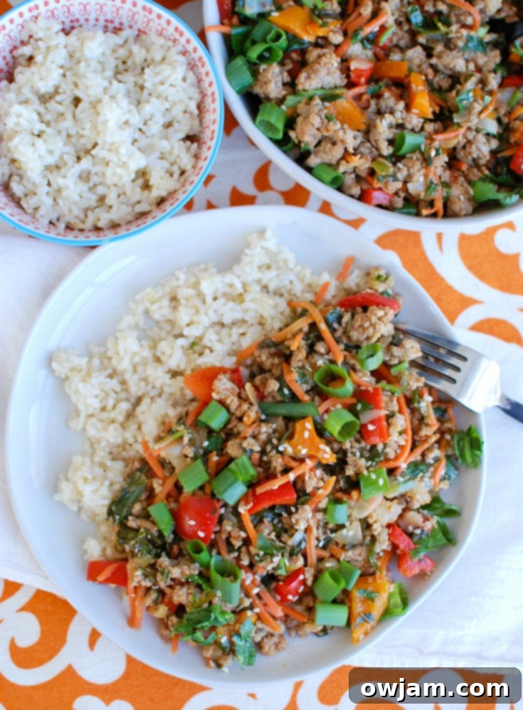Effortless Thai Pork Stir-Fry 3 Easy Thai Pork Stir-Fry ingredients with fresh bell peppers, carrots, bok choy, and ground pork
