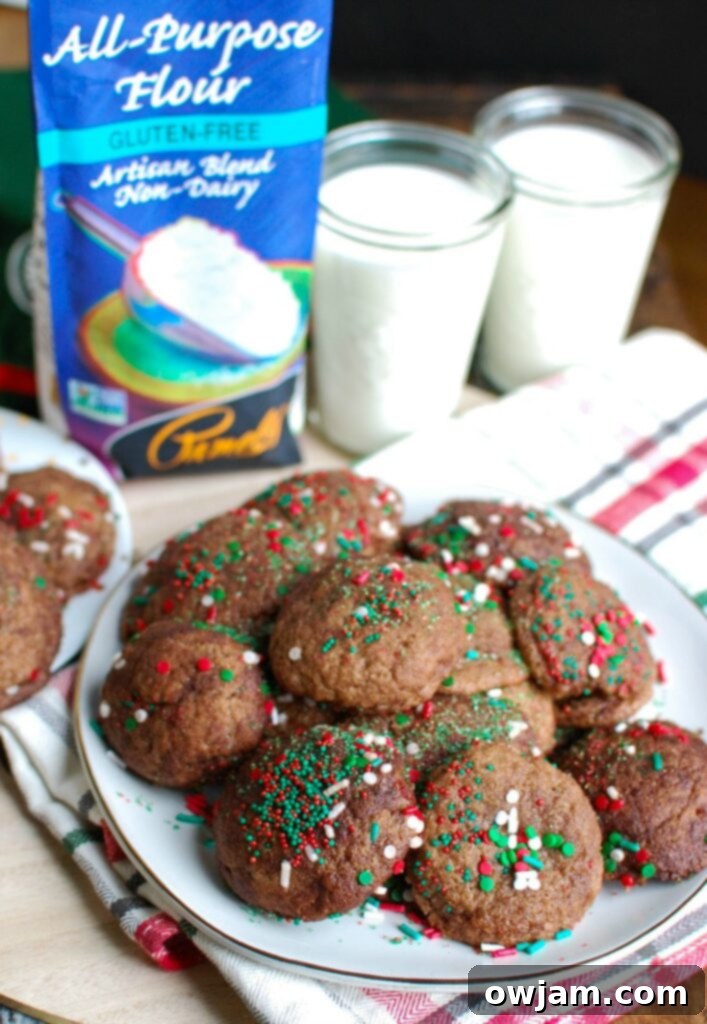 Batch of festive Gluten-Free Chocolate Snickerdoodles ready for a holiday cookie exchange