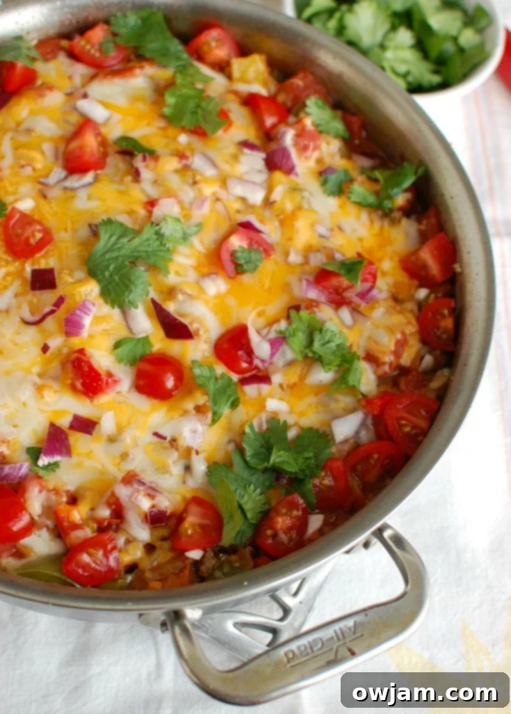 One Pot Fiesta Stuffed Peppers 3 One Pot Mexican Stuffed Pepper Casserole with cilantro.