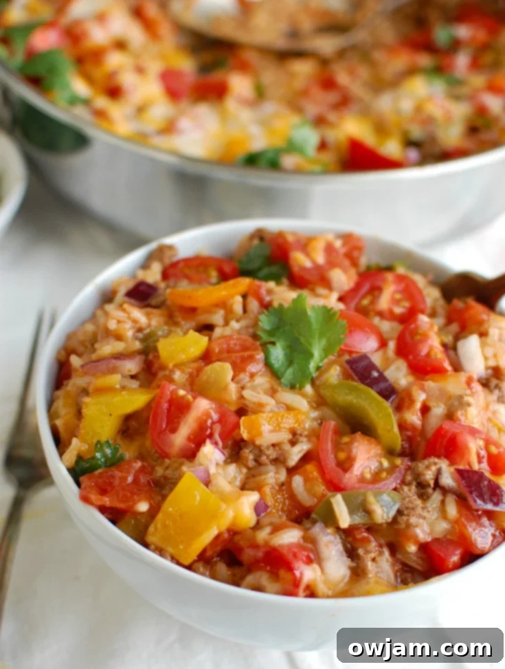 One Pot Fiesta Stuffed Peppers 5 One Pot Mexican Stuffed Pepper Casserole with bell peppers.