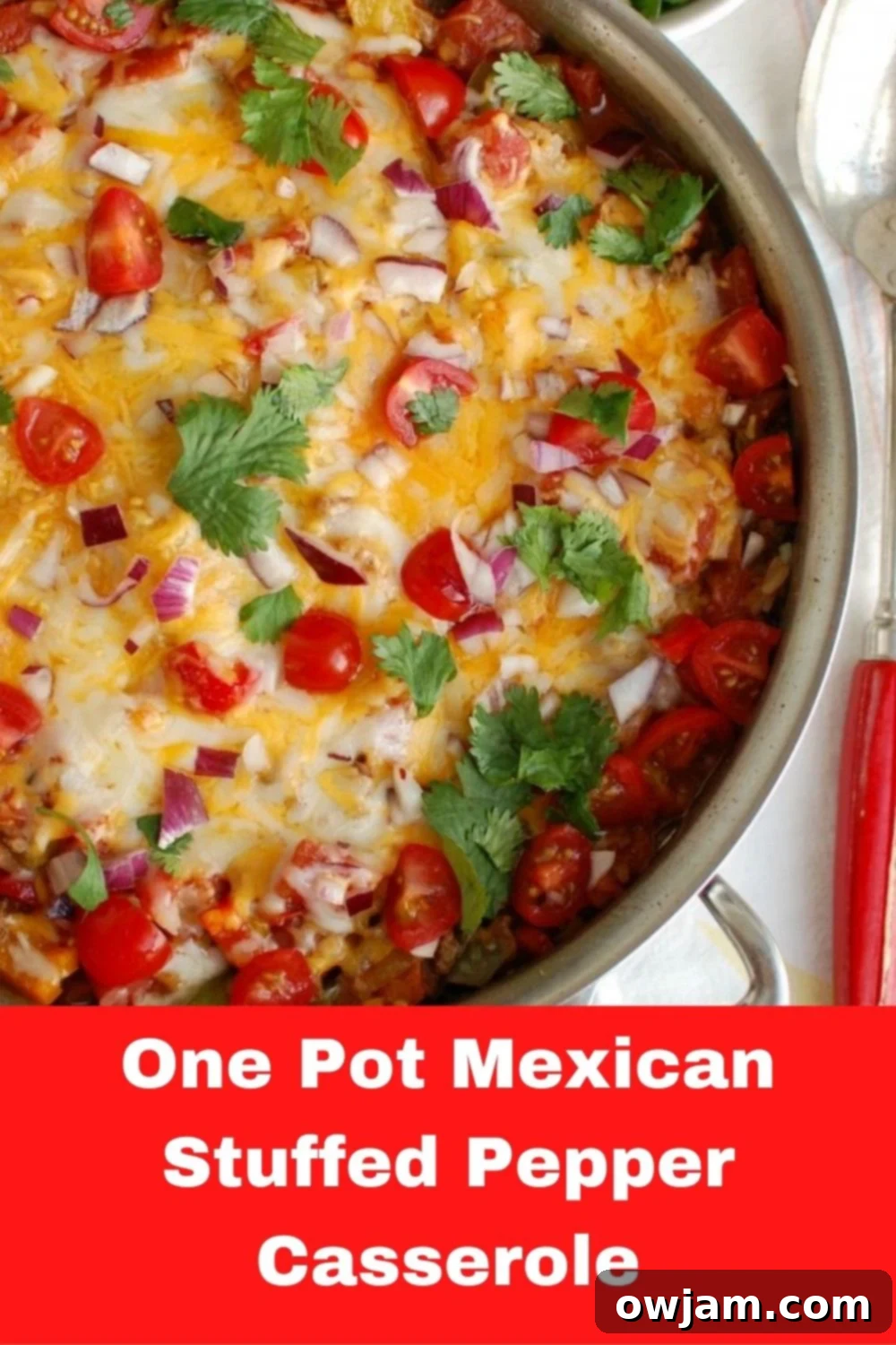One Pot Fiesta Stuffed Peppers 6 One Pot Mexican Stuffed Pepper Casserole with logo.