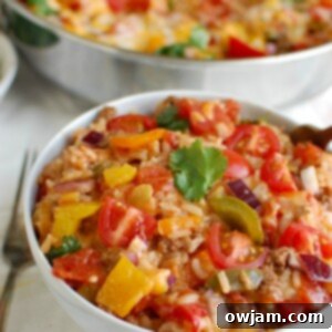 One Pot Fiesta Stuffed Peppers 7 One Pot Mexican Stuffed Pepper Casserole with bell peppers.
