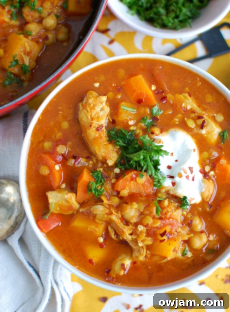 Slow Cooker Moroccan Chicken Soup with greek yogurt