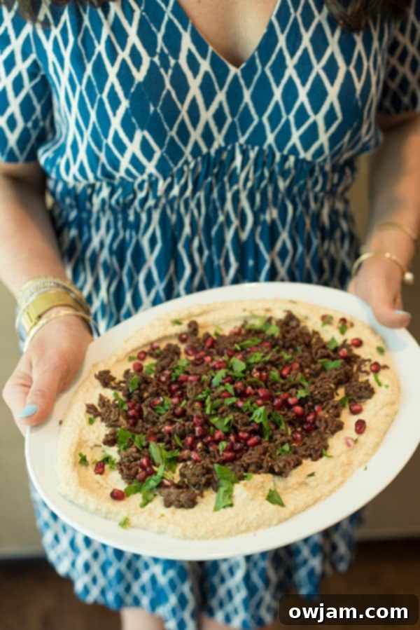 Warm Hummus with Ground Lamb & Pomegranate