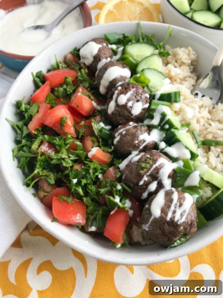 Aromatic Kafta Beef Meatballs 5 Side view of a serving of Beef Kafta Meatballs, highlighting their texture and golden-brown crust
