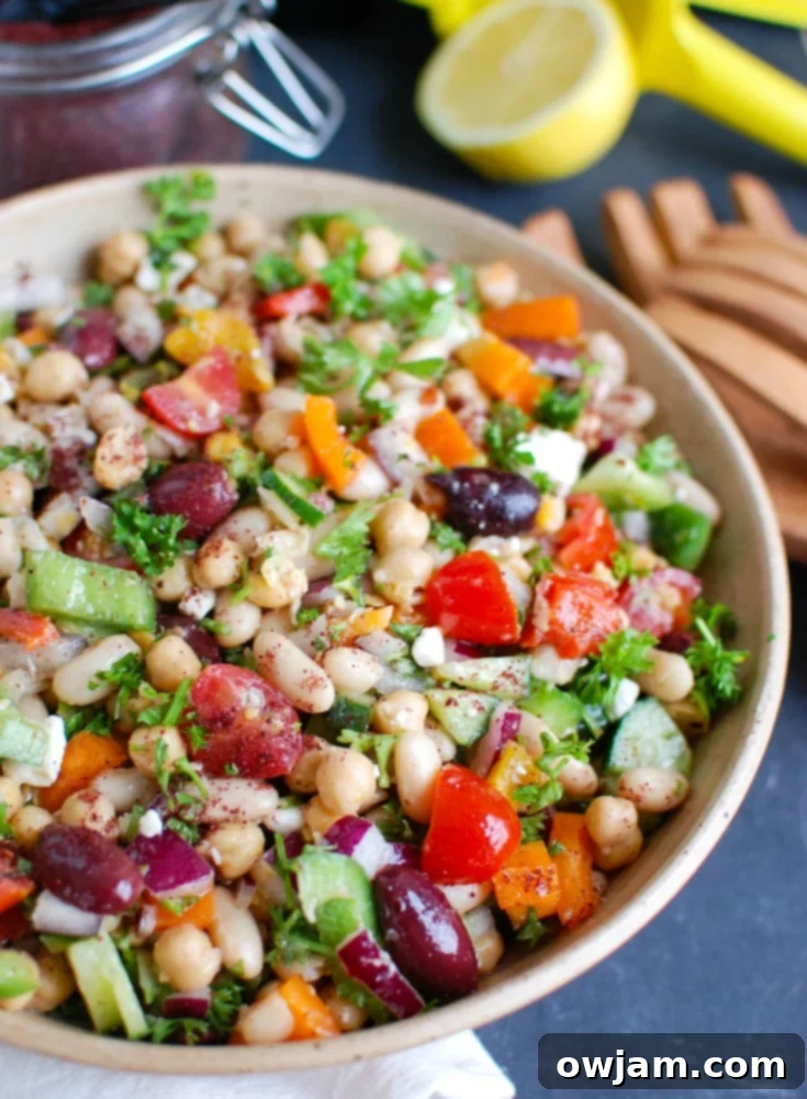 Mediterranean Bean Salad in bowl