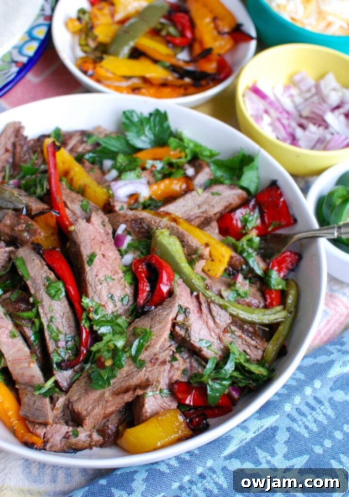 Succulent Grilled Flank Steak & Zesty Chimichurri 2 Perfectly Grilled Flank Steak Sliced and Drizzled with Vibrant Chimichurri Sauce, Side View