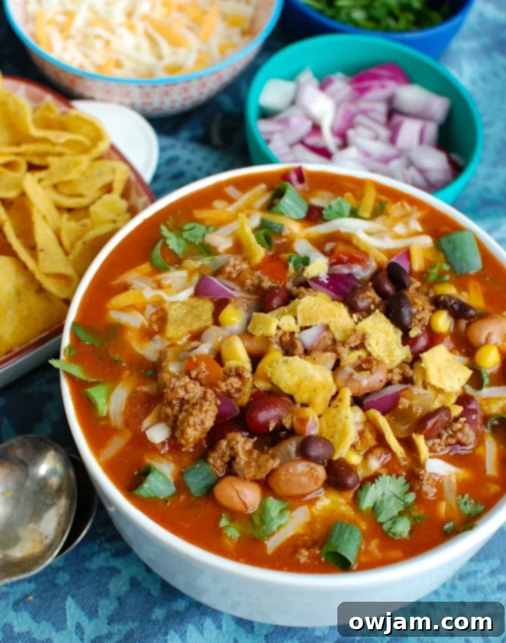 Instant Pot Taco Soup with chips 