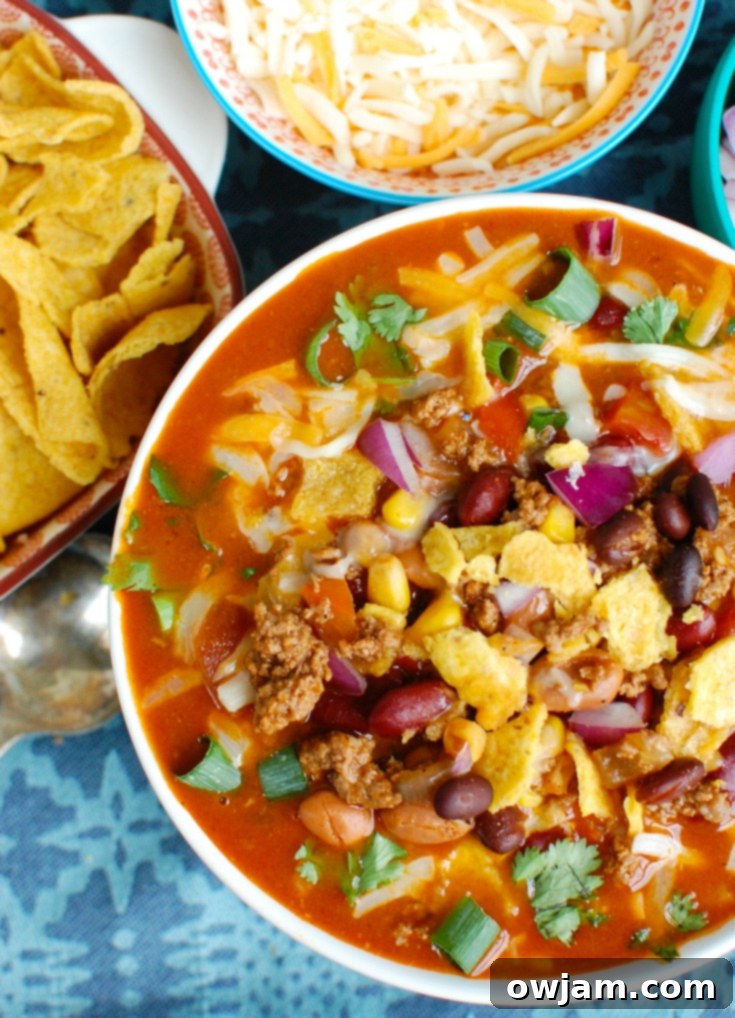 Instant Pot Taco Soup with spoon
