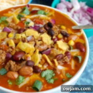 Instant Pot Beef Taco Soup Side View
