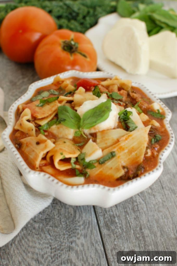 Slow Cooker Turkey Kale Lasagna Soup