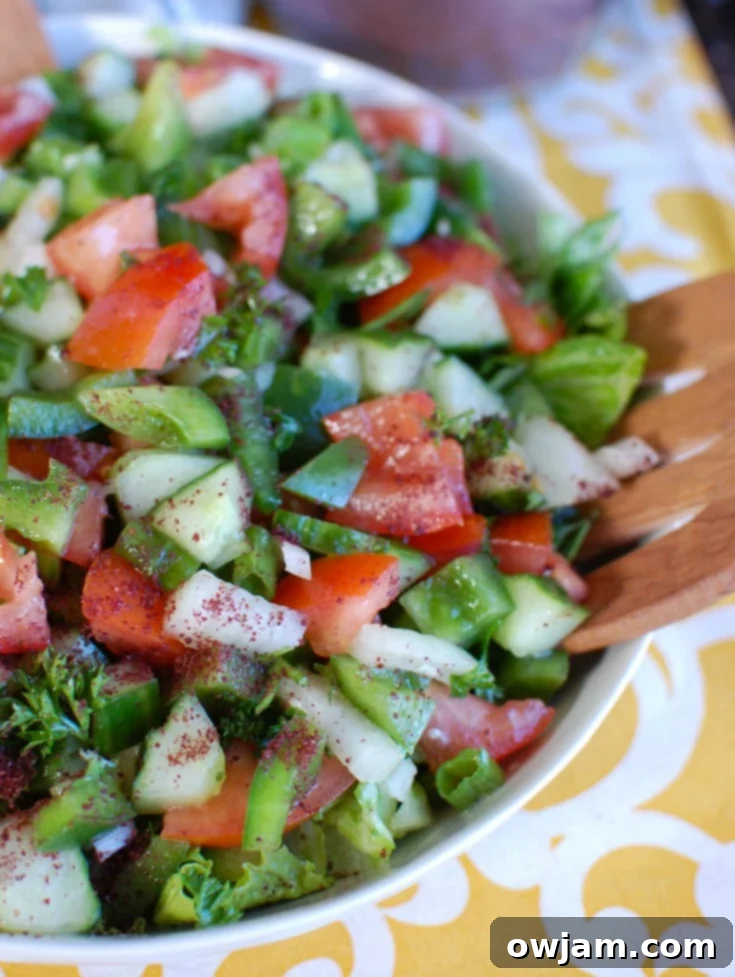 Easy Lebanese Salad in Large White Bowl