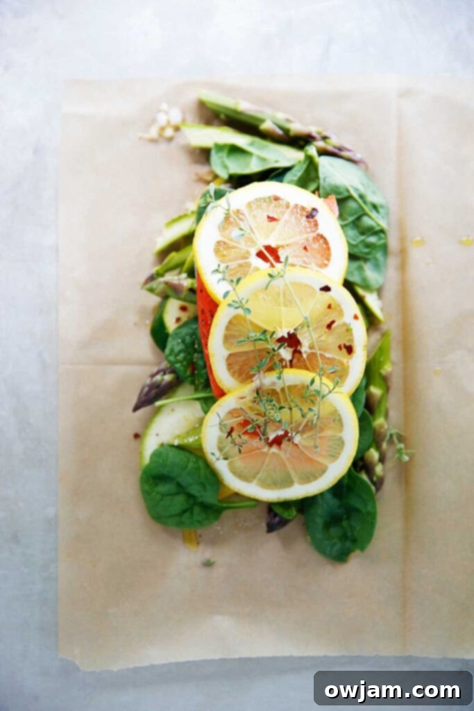 19 Fresh & Healthy Seafood Delights 10 Healthy salmon and assorted vegetables cooked en Papillote (in parchment paper packs), ensuring perfectly steamed, flavorful fish and crisp-tender vegetables with easy cleanup.