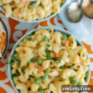 One Pot Veggie Mac Magic 8 Instant Pot Vegetable Mac and Cheese in blue bowl
