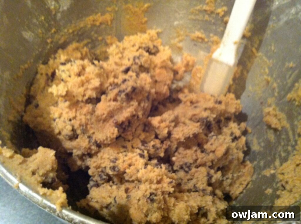 Unbaked Chocolate and Peanut Butter Chip Cookies dough ready for baking