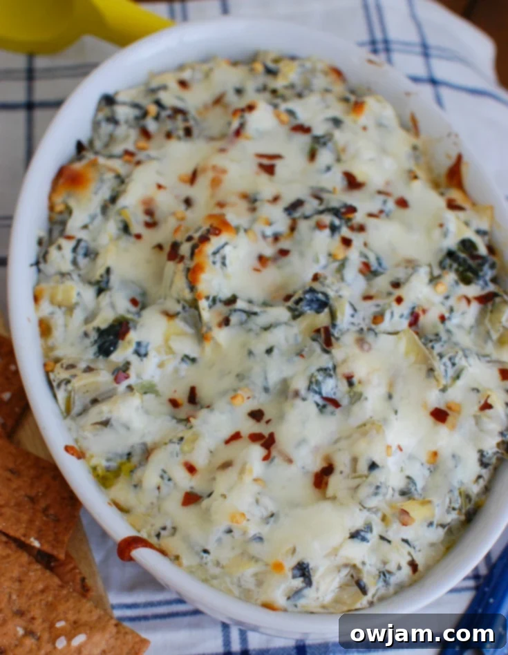 Zesty Lemon Spinach Artichoke Dip 2 Warm Lemon Spinach Artichoke Dip with napkin and pita bread