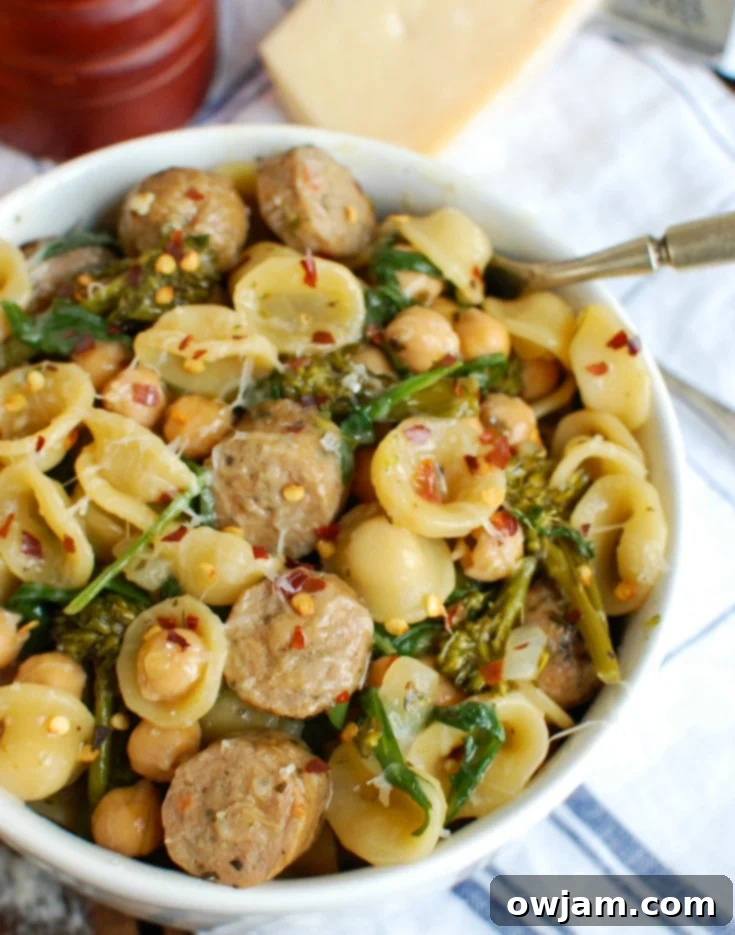 Effortless One-Pot Orecchiette with Sausage and Broccoli 2 One Pot Orecchiette with Sausage and Broccoli Side View