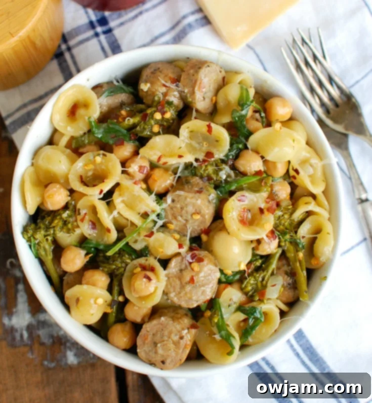 Effortless One-Pot Orecchiette with Sausage and Broccoli 3 One Pot Orecchiette with Sausage and Broccoli Side View