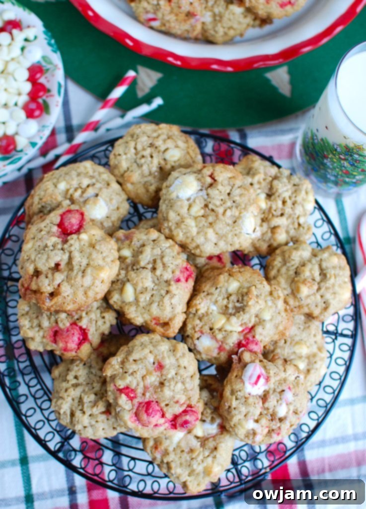 Peppermint White Chocolate Oat Delights 3 Oatmeal White Chocolate Peppermint Cookies Above