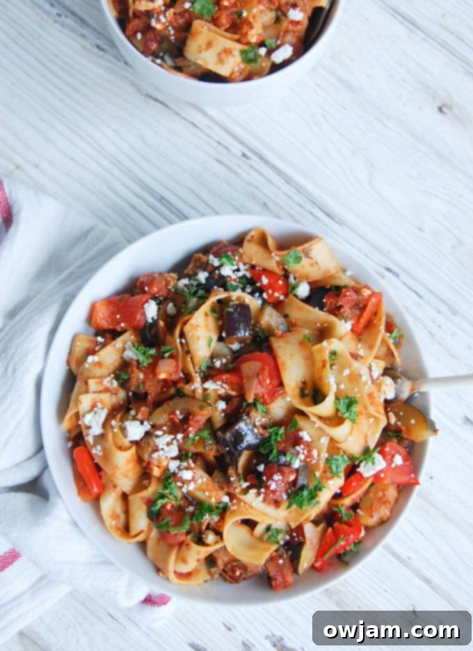 11 Incredible Eggplant Dishes 11 Ratatouille Pappardelle, a vegetable pasta dish