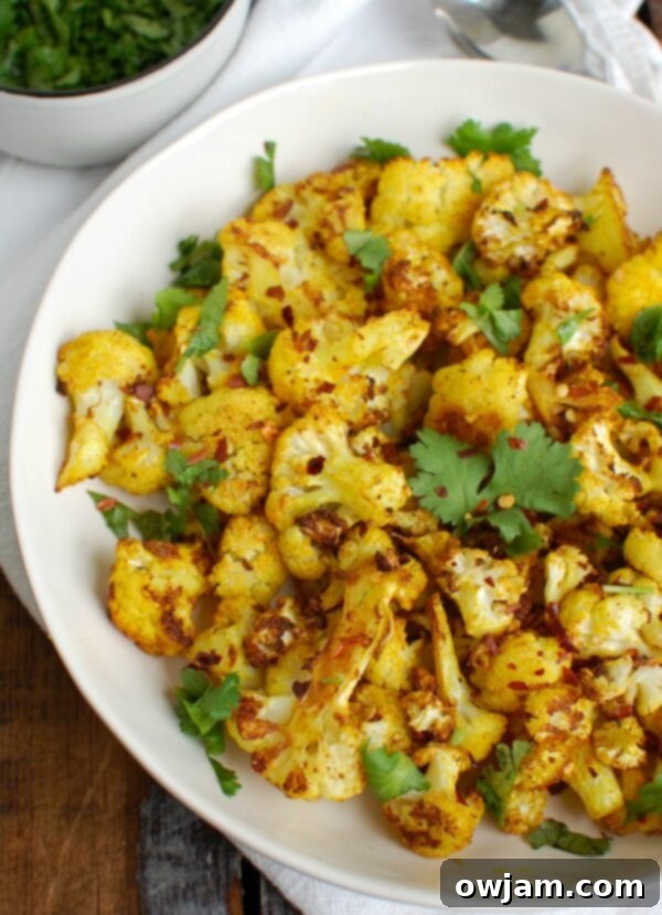 Golden Spiced Cauliflower 4 Turmeric Roasted Cauliflower with cilantro