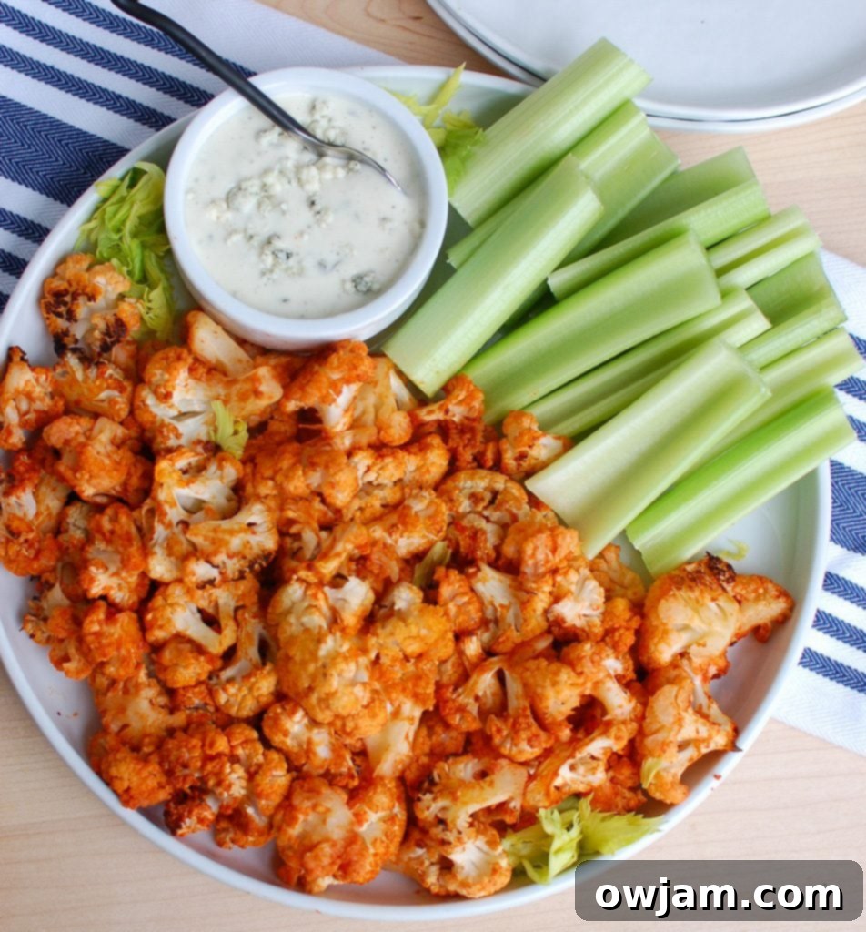 Fiery Cauliflower Bites 3 Roasted Buffalo Cauliflower Above