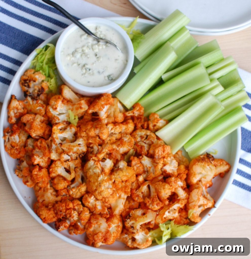 Fiery Cauliflower Bites 5 Roasted Buffalo Cauliflower above